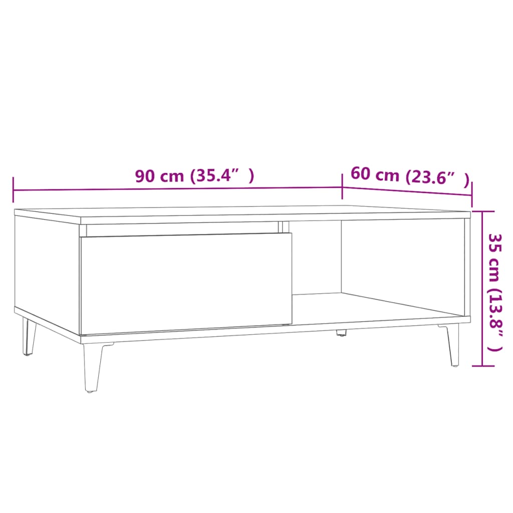 Sohvapöytä betonin harmaa 90x60x35 cm