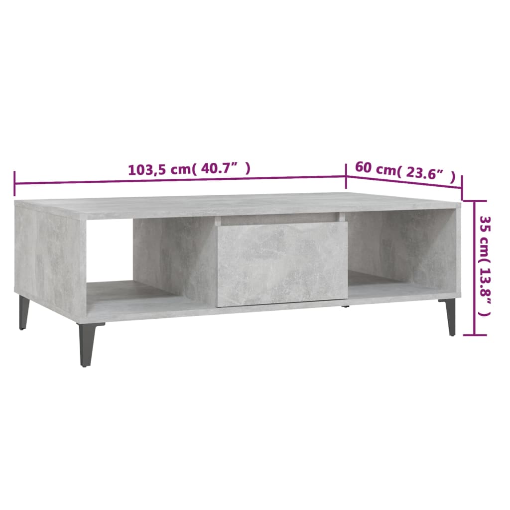 Sohvapöytä betonin harmaa 103,5x60x35 cm