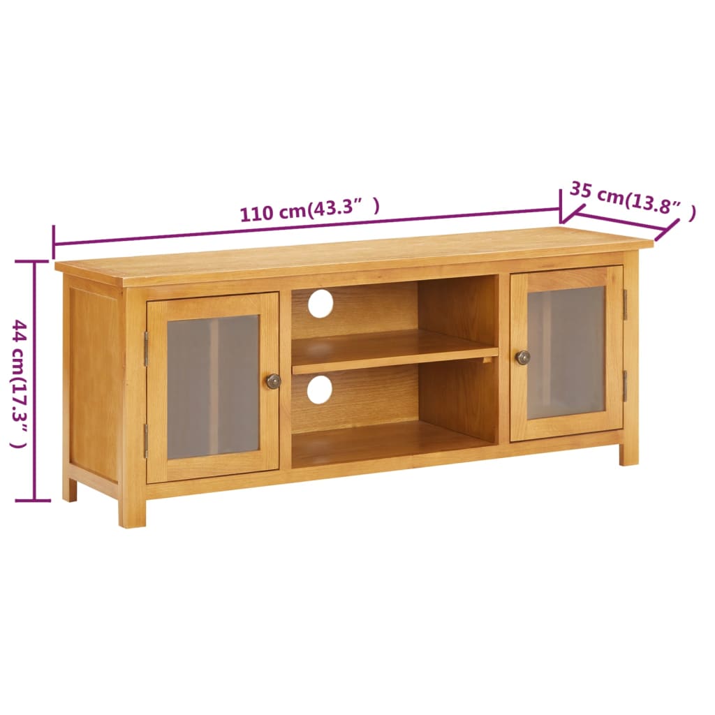 TV-möbel massiv trä ek TV-bänk 110x35x44 cm