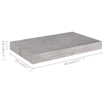 Seinähylly betonin harmaa kelluva kelluva 40x23x3,8 cm 4 kpl