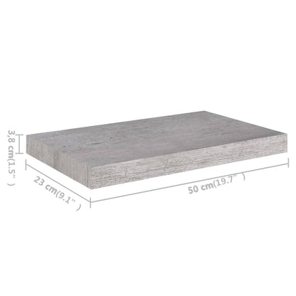 Seinähylly betoninharmaa kelluva kelluva 50x23x3,8 cm 4 kpl