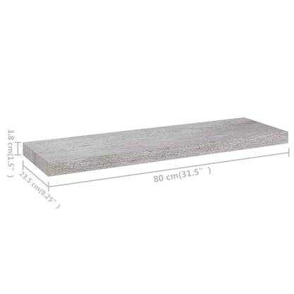 Seinähylly betonin harmaa kelluva kelluva 80x23,5x3,8 cm 4 kpl