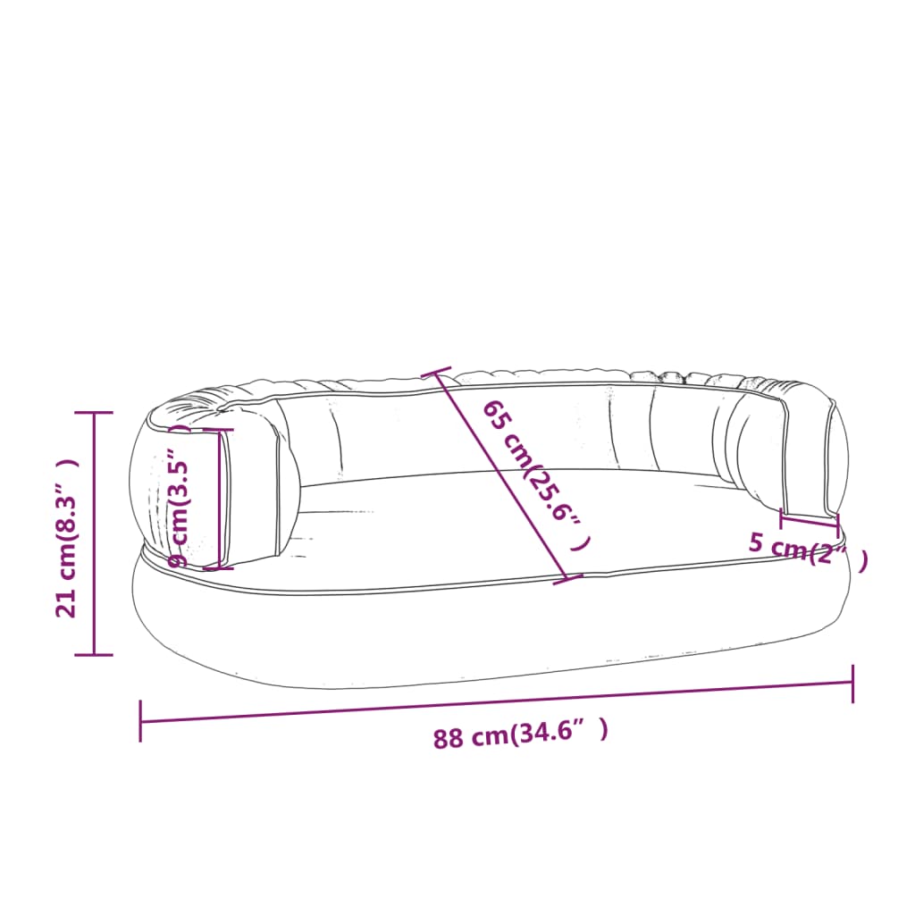 Hundsäng Ergonomisk hundbädd grå 88x65 cm konstläder