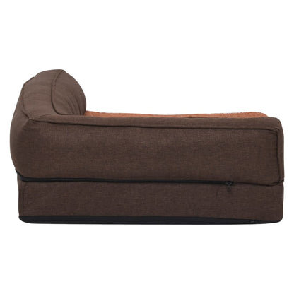 Hundsäng Ergonomisk hundmadrass 60x42 cm linnelook fleece brun