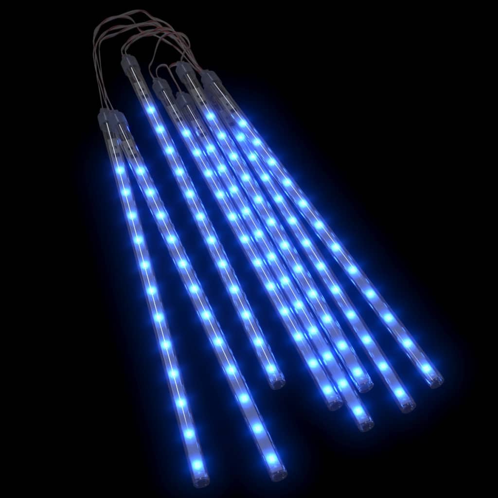 Juldekoration Utomhusbelysning Meteorregn 30 cm 192 LED blå inne/ute 8 st