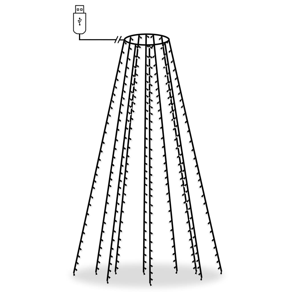 Joulukuusen valaistus Valoverkko joulukuuseen 250 lediä kylmä valkoinen 250 cm