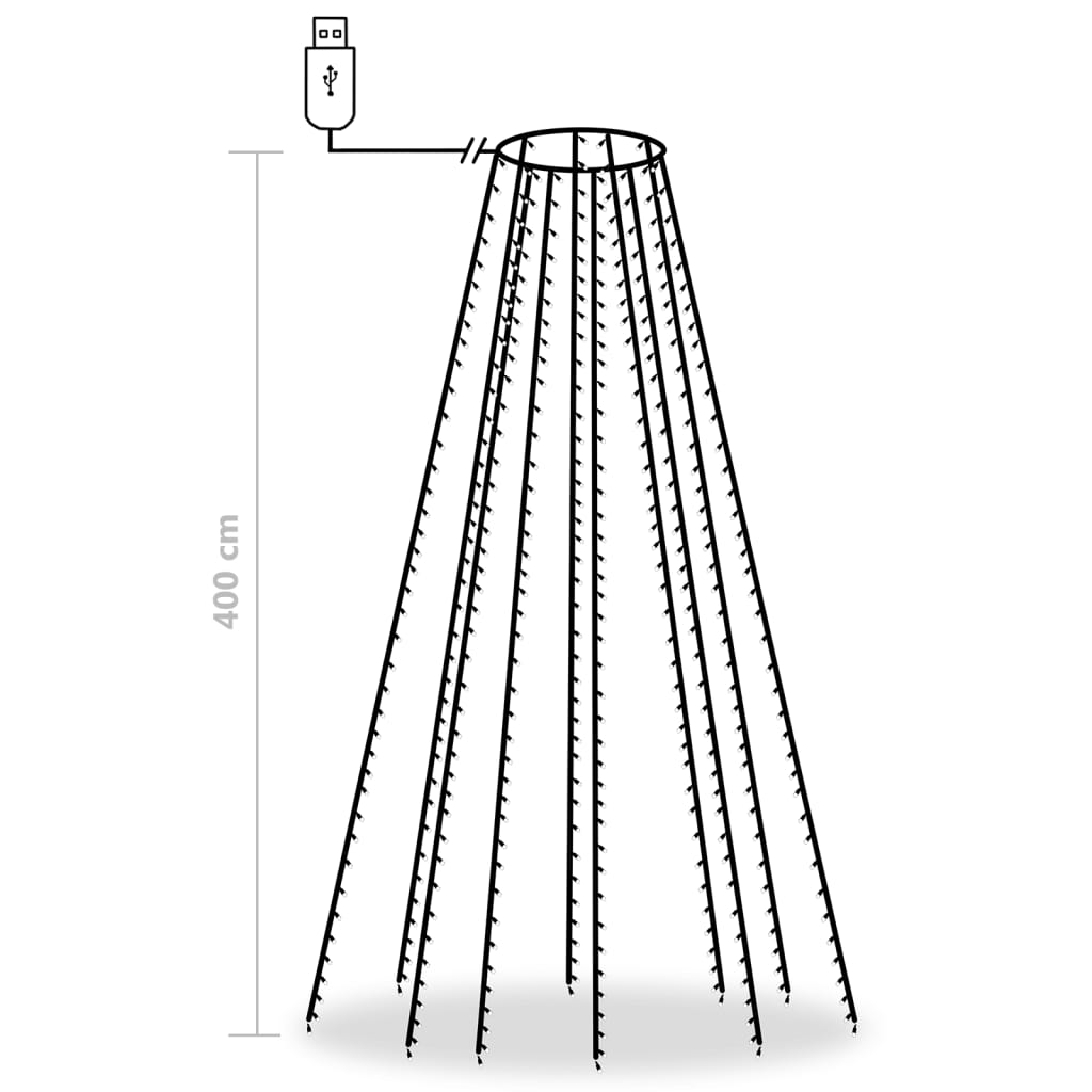 Joulukuusen valaistus Valoverkko joulukuuselle 400 LEDiä Sininen 400 cm