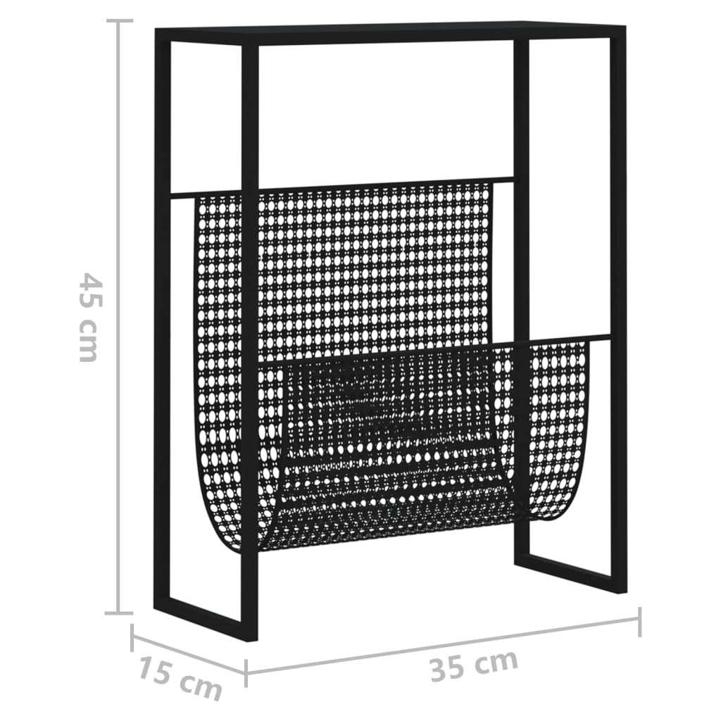 Tidsskrifthylla Tidningsställ svart 35x15x45 cm stål