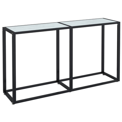 Avlastningsbord konsolbord vit marmor 140x35x75,5 cm härdat glas