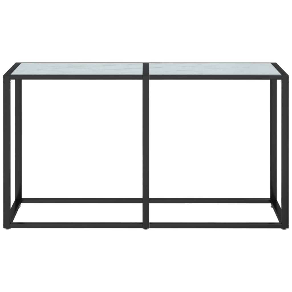 Avlastningsbord konsolbord vit marmor 140x35x75,5 cm härdat glas