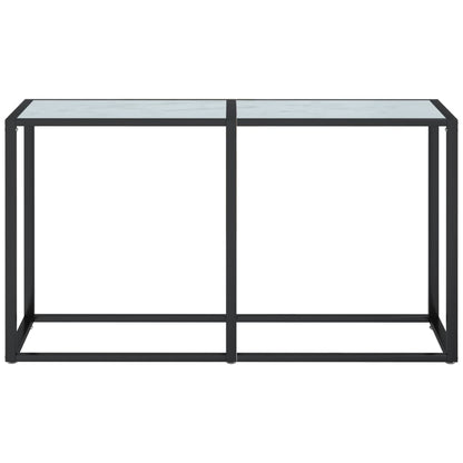 Avlastningsbord konsolbord vit marmor 140x35x75,5 cm härdat glas