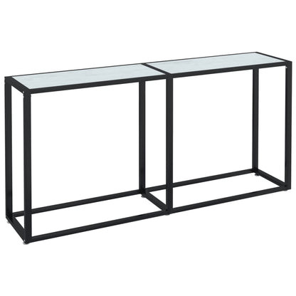 Avlastningsbord konsolbord vit marmor 160x35x75,5 cm härdat glas