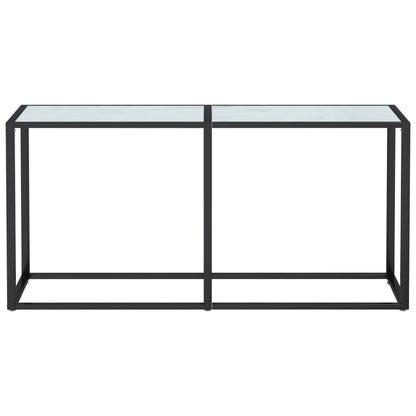 Avlastningsbord konsolbord vit marmor 160x35x75,5 cm härdat glas