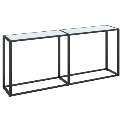 Avlastningsbord konsolbord vit marmor 180x35x75,5 cm härdat glas