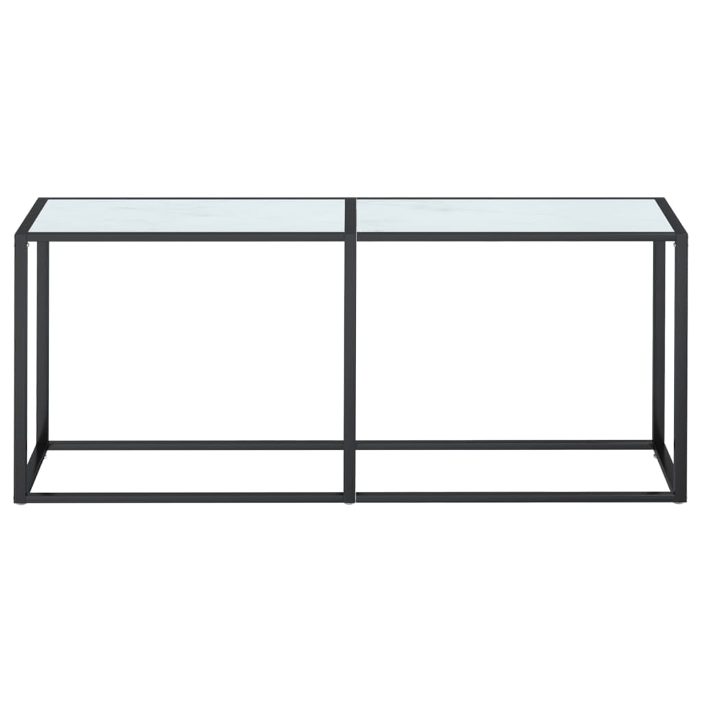 Avlastningsbord konsolbord vit marmor 180x35x75,5 cm härdat glas