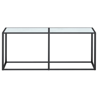 Avlastningsbord konsolbord vit marmor 180x35x75,5 cm härdat glas