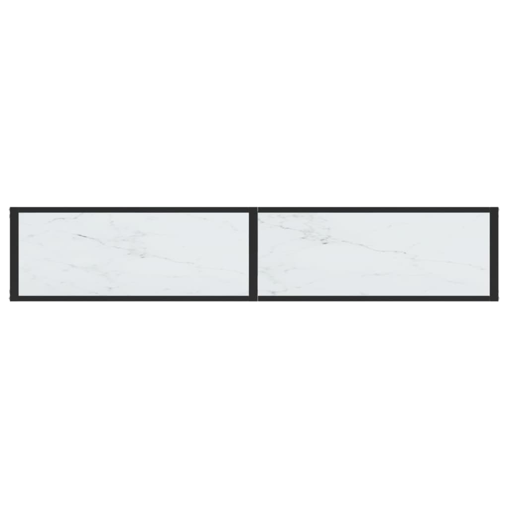 Avlastningsbord konsolbord vit marmor 180x35x75,5 cm härdat glas