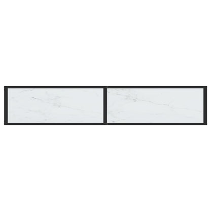 Avlastningsbord konsolbord vit marmor 180x35x75,5 cm härdat glas