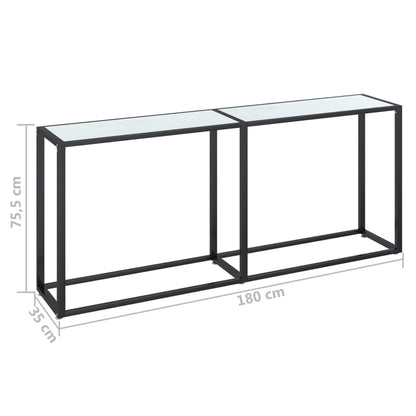 Avlastningsbord konsolbord vit marmor 180x35x75,5 cm härdat glas