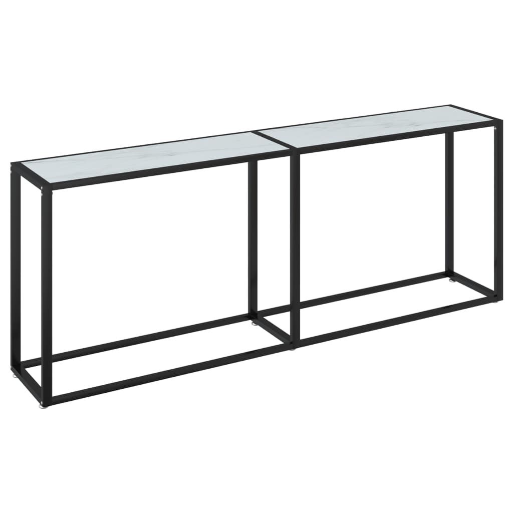 Avlastningsbord Konsollbord DIV. Vit marmor 200x35x75,5 cm härdat glas