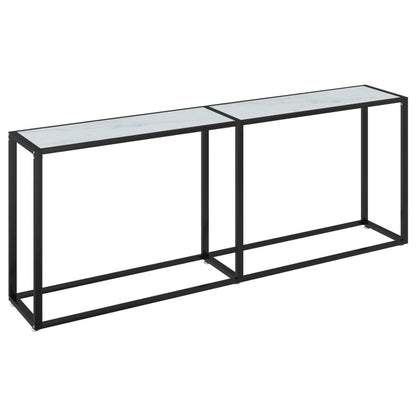 Avlastningsbord Konsollbord DIV. Vit marmor 200x35x75,5 cm härdat glas