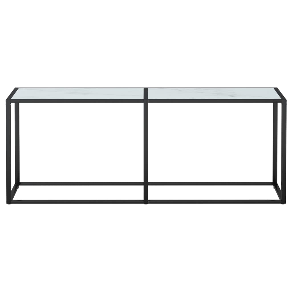 Avlastningsbord Konsollbord DIV. Vit marmor 200x35x75,5 cm härdat glas