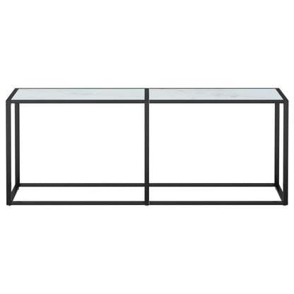 Avlastningsbord Konsollbord DIV. Vit marmor 200x35x75,5 cm härdat glas