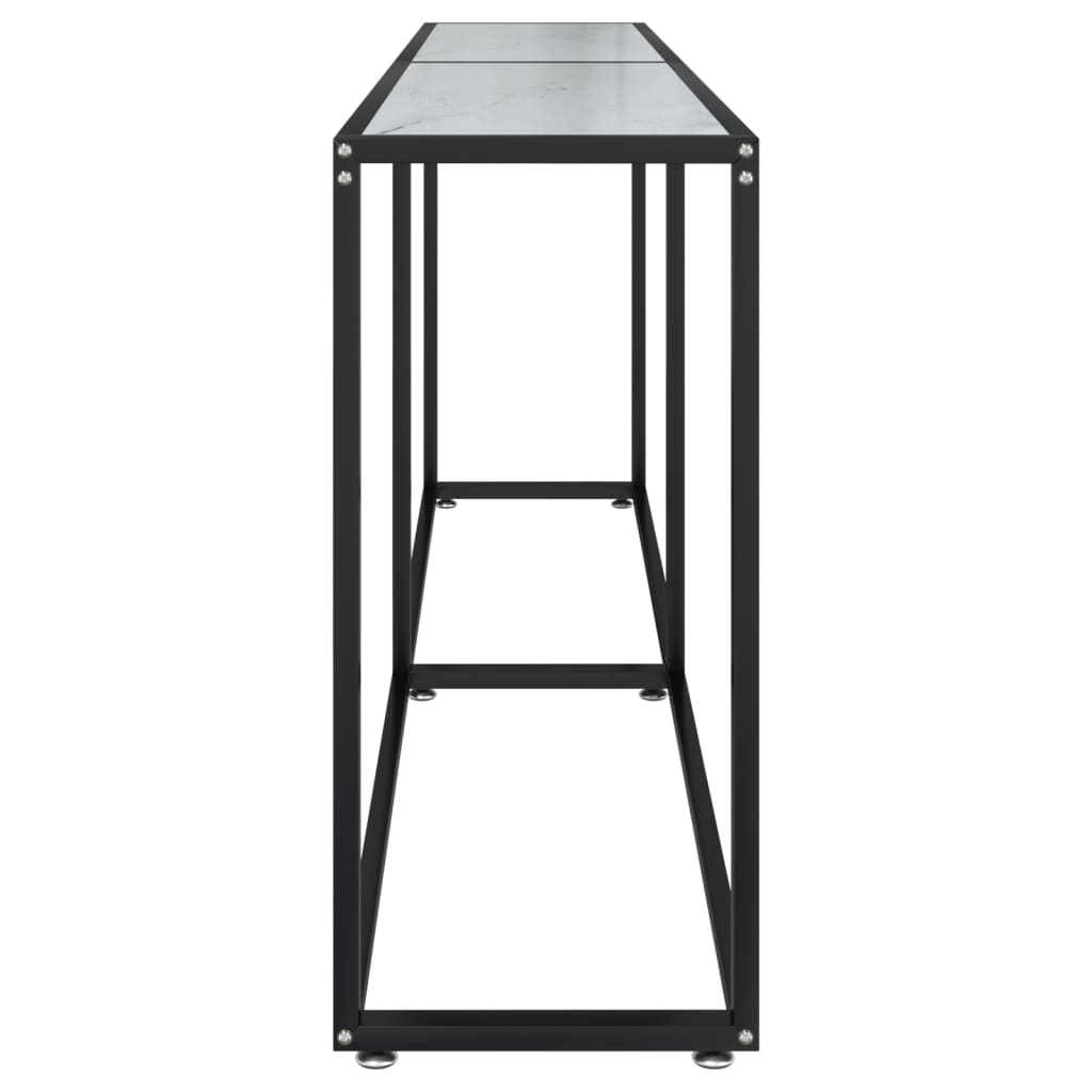 Avlastningsbord Konsollbord DIV. Vit marmor 200x35x75,5 cm härdat glas