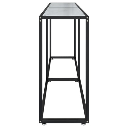 Avlastningsbord Konsollbord DIV. Vit marmor 200x35x75,5 cm härdat glas
