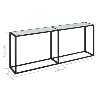 Avlastningsbord Konsollbord DIV. Vit marmor 200x35x75,5 cm härdat glas
