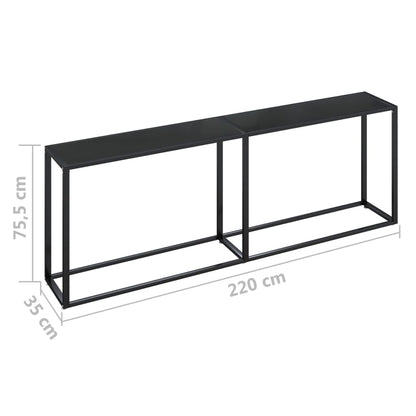 Avlastningsbord konsolbord svart 220x35x75,5 cm härdat glas