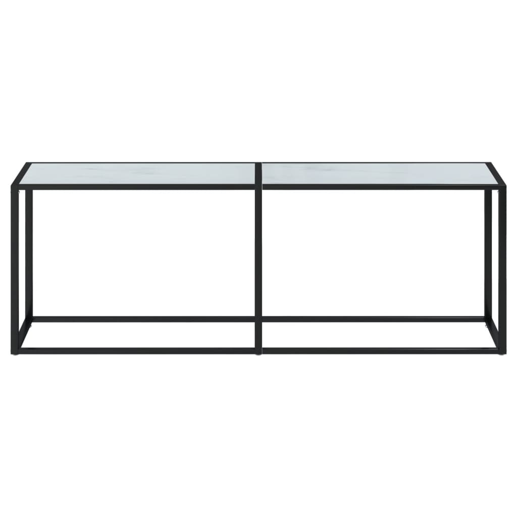 Avlastningsbord konsolbord vit marmor 220x35x75,5 cm härdat glas