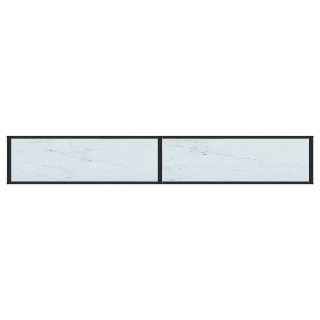 Avlastningsbord konsolbord vit marmor 220x35x75,5 cm härdat glas