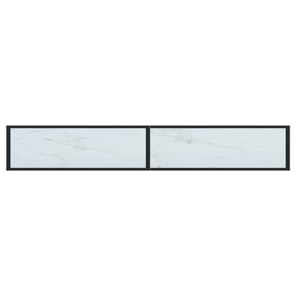 Avlastningsbord konsolbord vit marmor 220x35x75,5 cm härdat glas