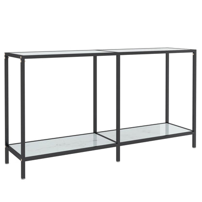 Avlastningsbord konsolbord vit 140x35x75,5 cm härdat glas