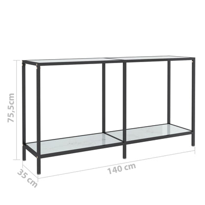 Avlastningsbord konsolbord vit 140x35x75,5 cm härdat glas