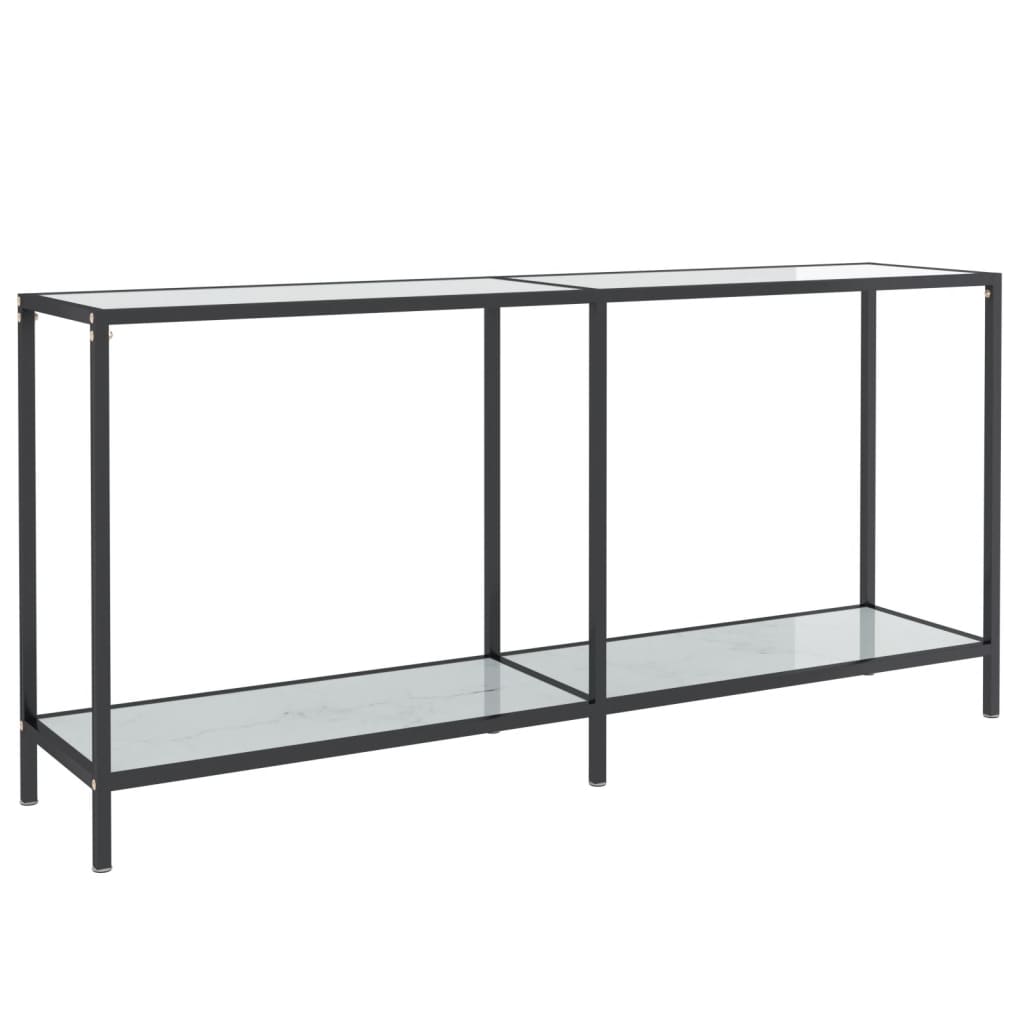 Avlastningsbord konsolbord vit 160x35x75 cm härdat glas