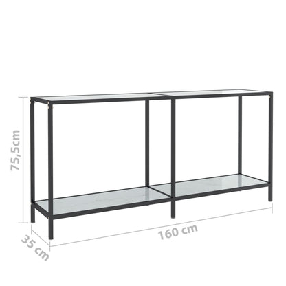 Avlastningsbord konsolbord vit 160x35x75 cm härdat glas