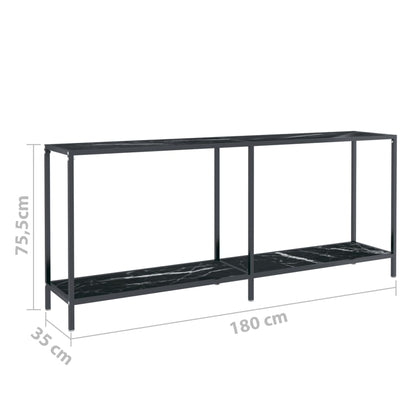 Avlastningsbord konsolbord svart 180x35x75,5 cm härdat glas