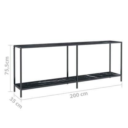 Avlastningsbord konsolbord svart 200x35x75,5 cm härdat glas