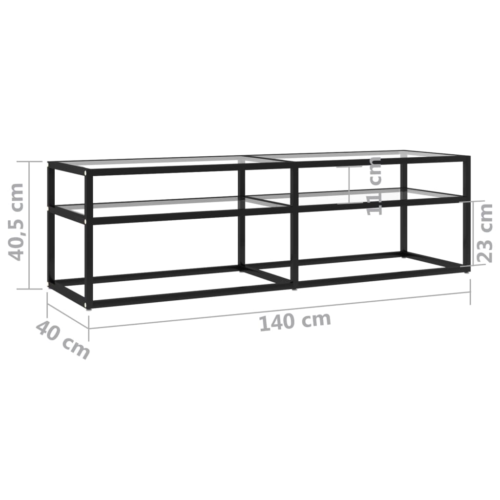 TV-möbel härdad glas TV-bänk transparent 140x40x40,5 cm