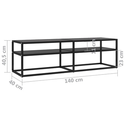 TV-möbel härdad glas svart TV-bänk 140x40x40,5 cm