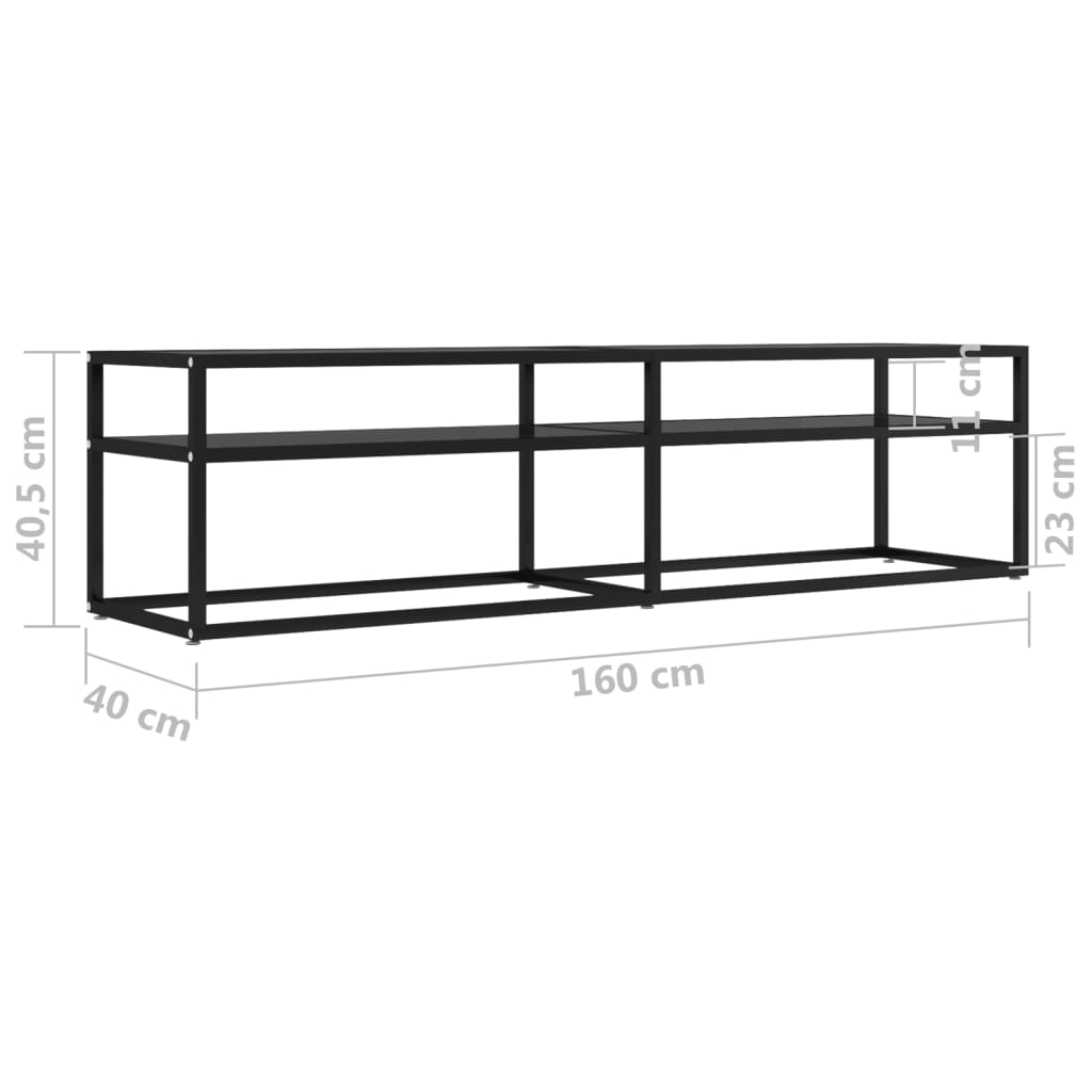 TV-möbel härdad glas svart TV-bänk 160x40x40,5 cm