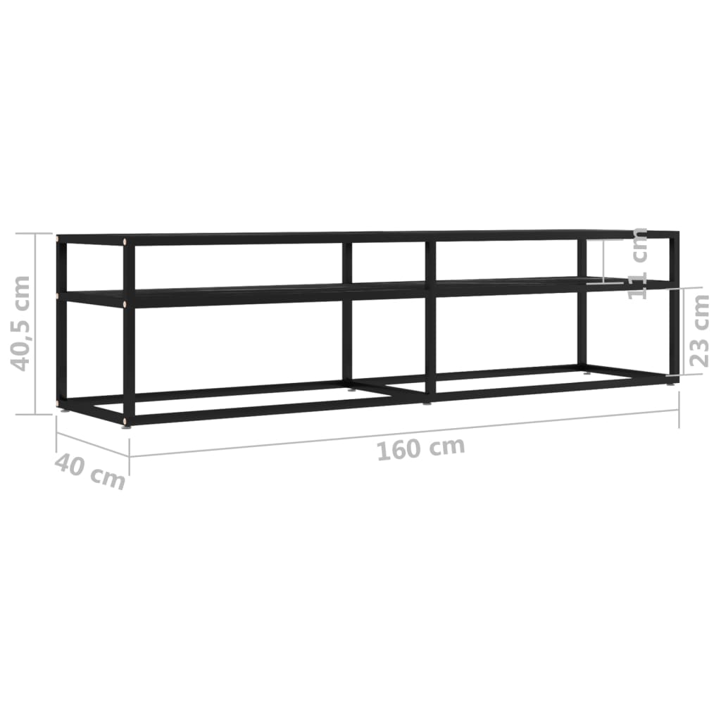 TV-möbel härdad glas svart TV-bänk marmor 160x40x40,5 cm