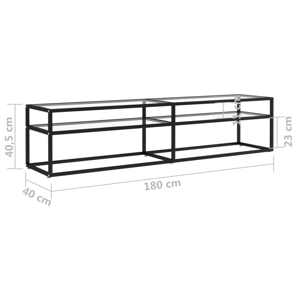 TV-möbel härdad glas TV-bänk transparent 180x40x40,5 cm