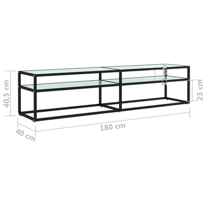 TV-möbel härdad glas TV-bänk vit marmor 180x40x40,5 cm