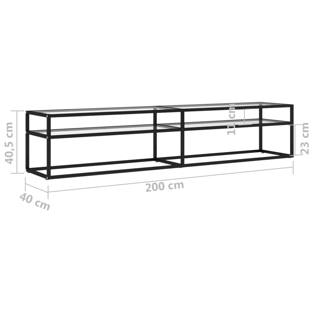 TV-möbel härdad glas TV-bänk transparent 200x40x40,5 cm