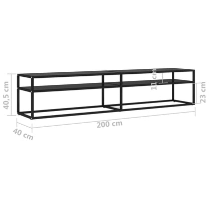 TV-möbel härdad glas svart TV-bänk 200x40x40,5 cm