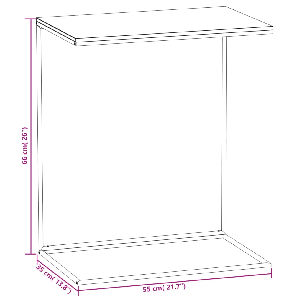 Sidobord svart 55x35x66 cm