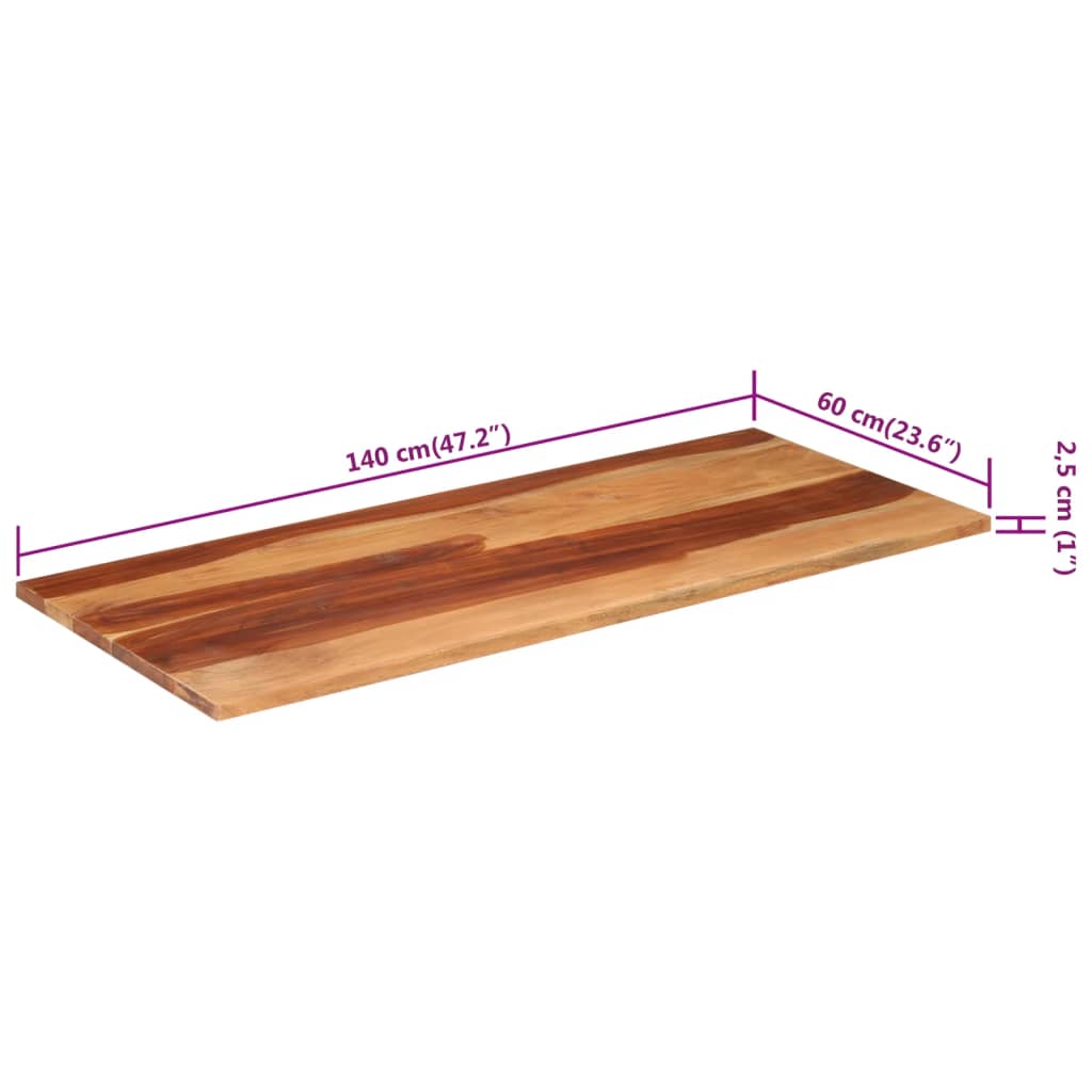 Bordsskiva massivt trä 140x60x(2,5-2,7) cm